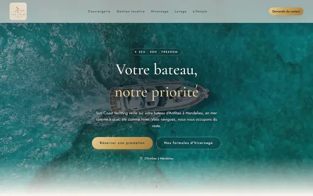 Page d'accueil de Sun Coast Yachting